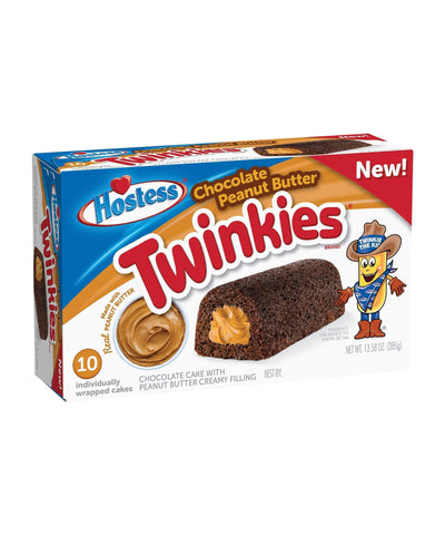 Hostess Twinkies Chocolate Peanut Butter, merendine al cioccolato e burro d'arachidi nel formato da 10 pezzi (1954240790625)