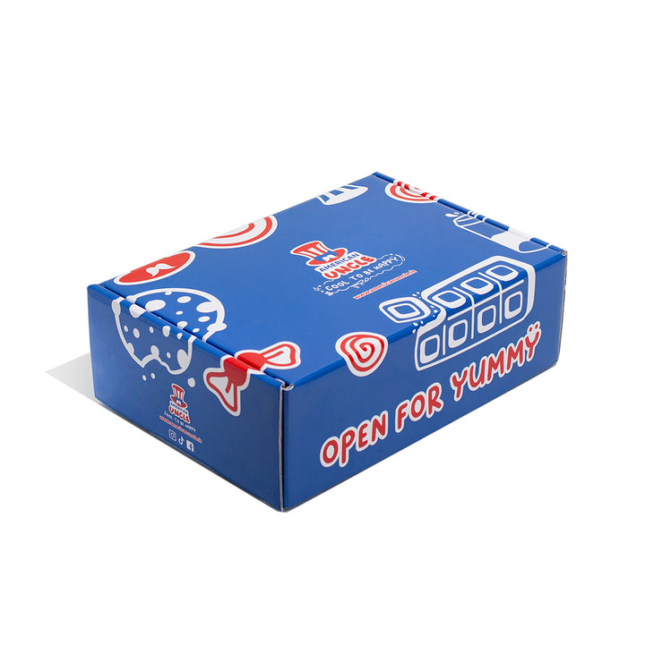 Americanbox aus mindestens 20 Produkten: süß, salzig und Getränke 