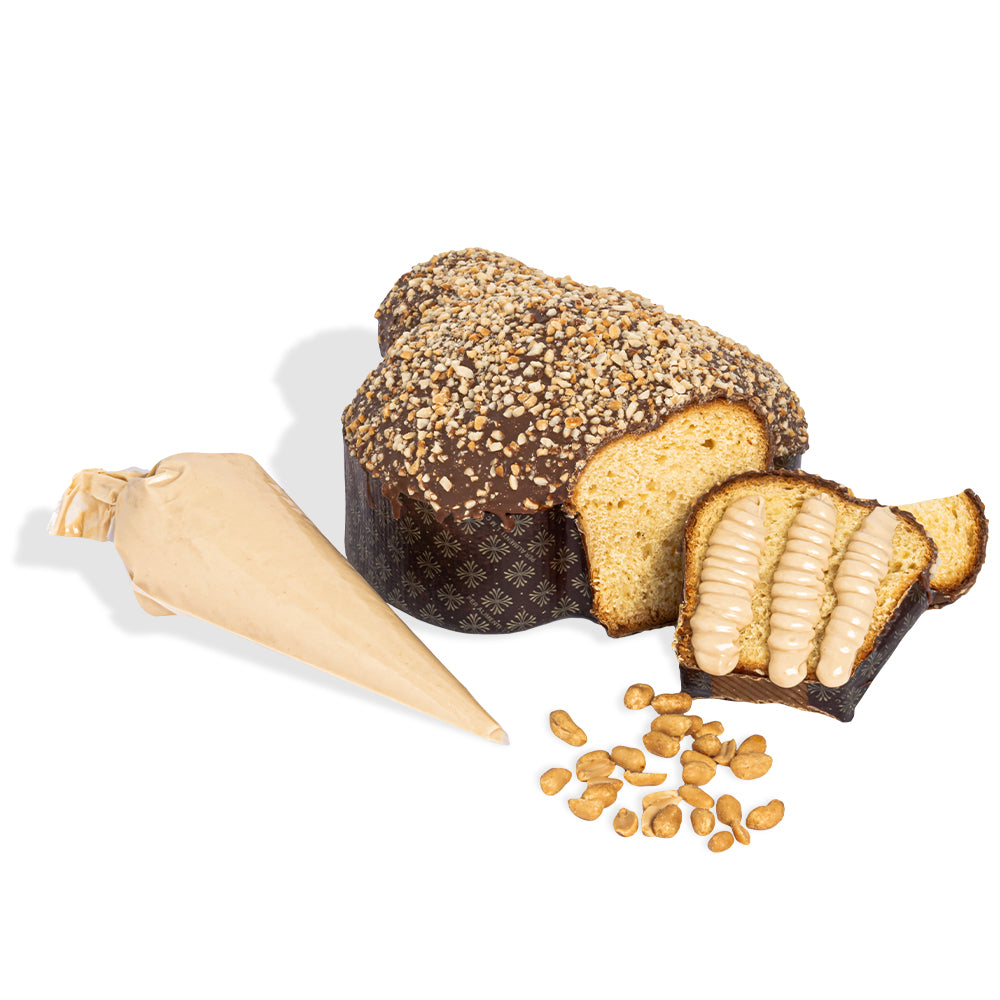 Colomba di Pasqua Choco Peanuts von American Uncle, Schokoladen- und Erdnuss-Colomba von 800 g mit Choco Peanut Butter Creme von 200 g 