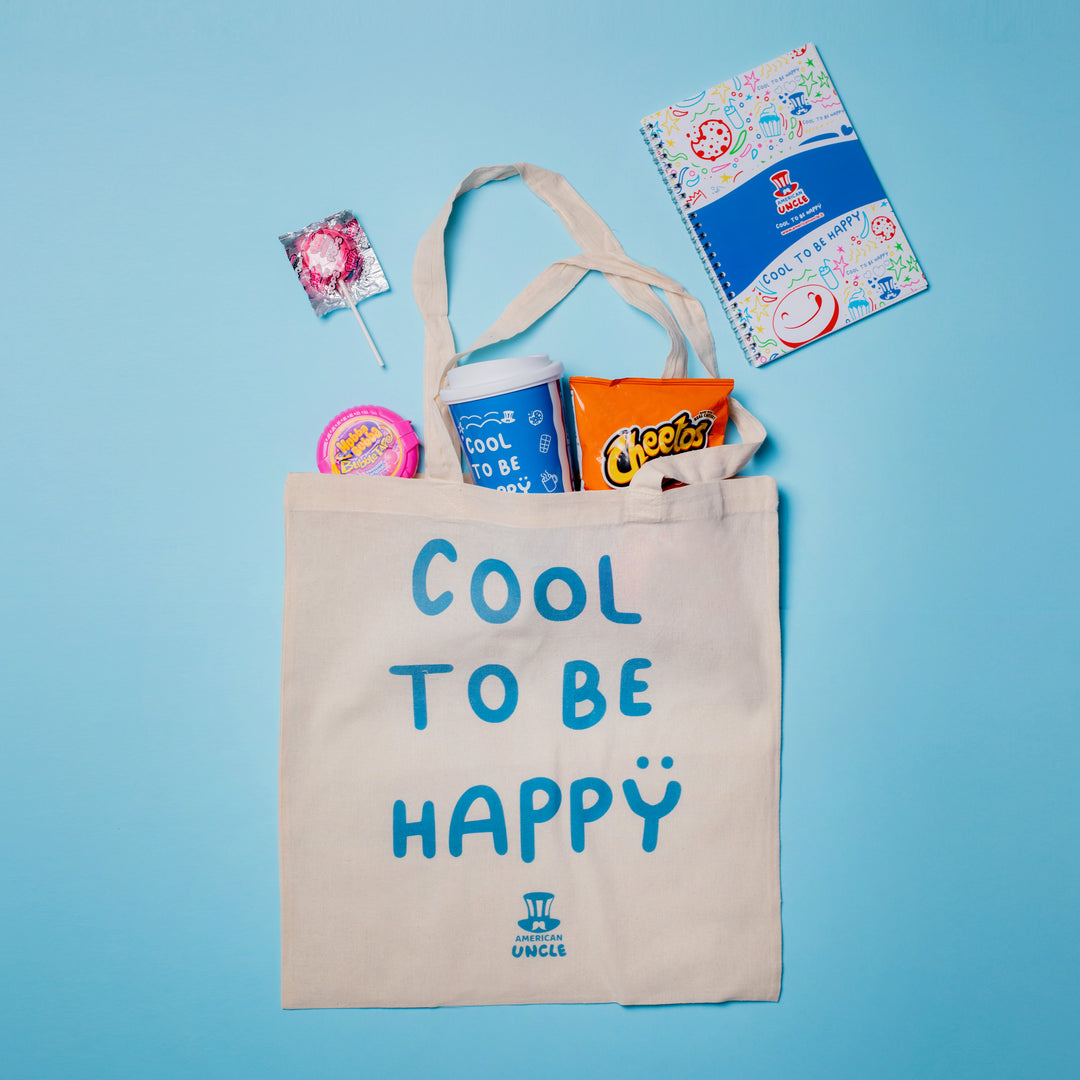Shopper Cool to be Happy, Tasche in robustem Baumwollstoff in Naturfarbe, 35x40cm 