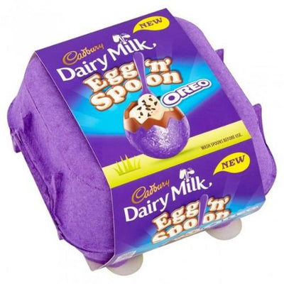 Cadbury Dairy Milk Egg 'n' Spoon Oreo, uova di cioccolato con crema Oreo da 136g (4 uova) (2029339443297)