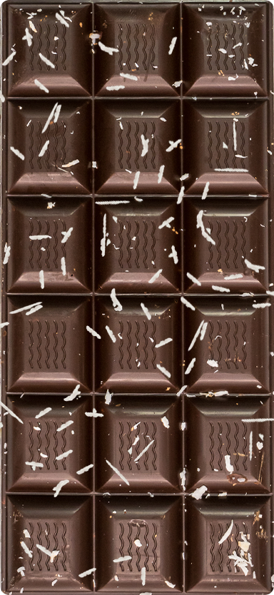 ChocoLetter Dark Choco & Coconut, handgemachte dunkle Schokoladentafel mit Kokosnussgranulat 100g