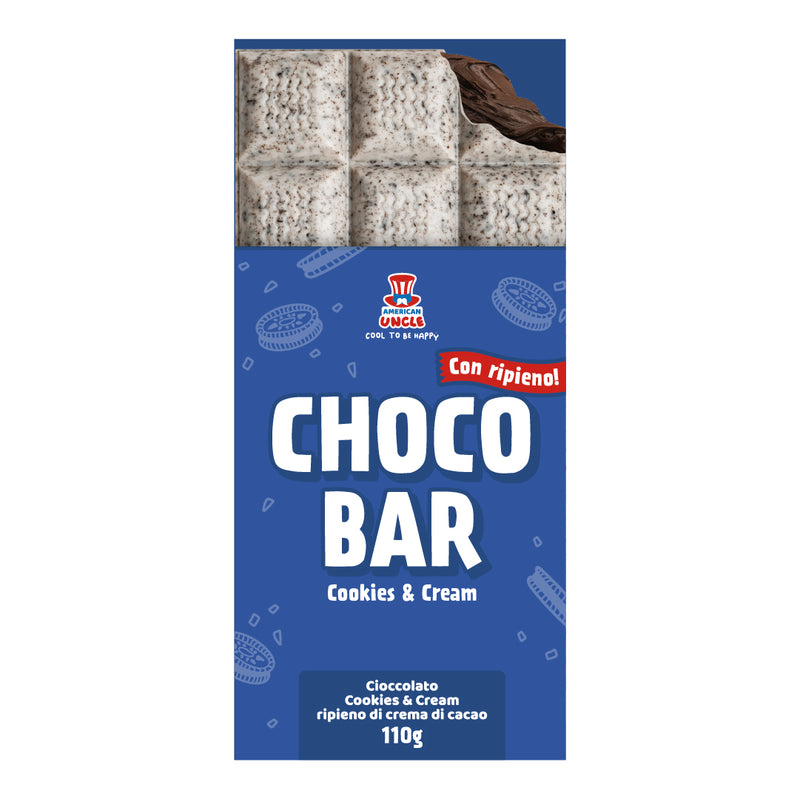 Choco Bar Cookies & Cream, Schokolade Cookies & Cream gefüllt mit Kakaocreme 110g