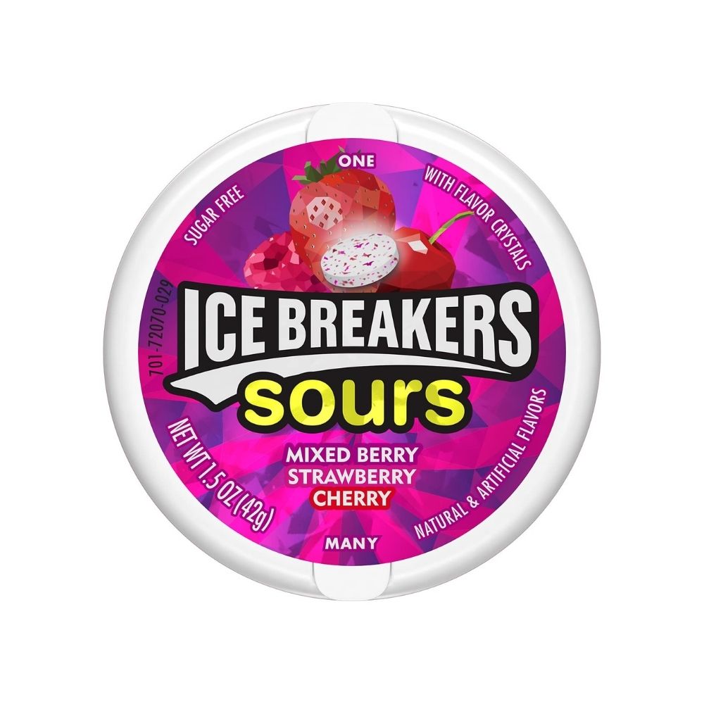 Ice Breakers Sours Mixed Berry Strawberry Cherry, saure Fruchtbonbons 42g 