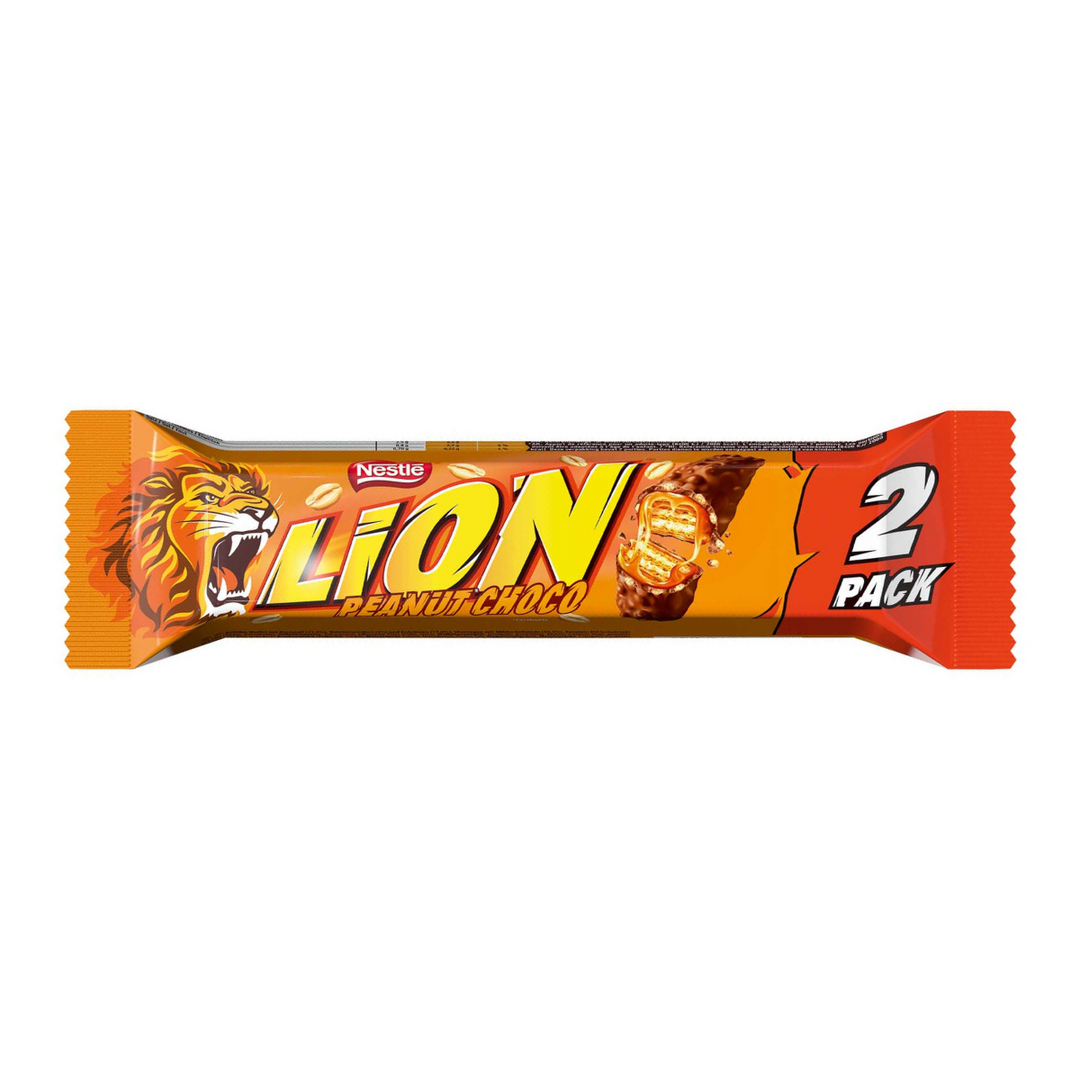 Lion Peanut Butter Choco, 2 Schokoriegel gefüllt mit Erdnussbutter à 62g 