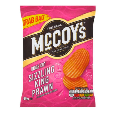 Confezione da 45g di patatine al gamberone  Mccoy's Sizzling King Prawn