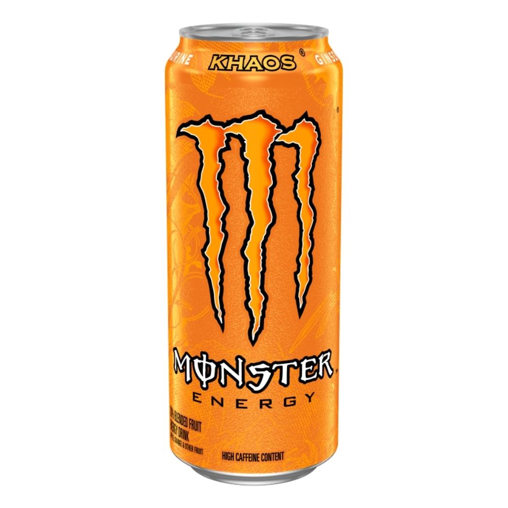 (Nicht sammelbares Monster, beschädigt) Monster Energy Khaos, Orangen-Energydrink 335ml 