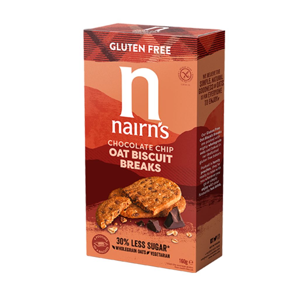 Nairn's Chocolate Chip Oat Biscuit Breaks, Haferkekse mit Schokoladenstückchen 160g 