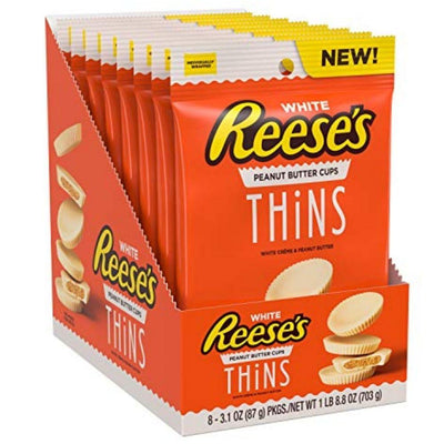 Reese's Peanut Butter Cups Thins White Chocolate, cioccolatini bianchi al burro d'arachidi da 87g