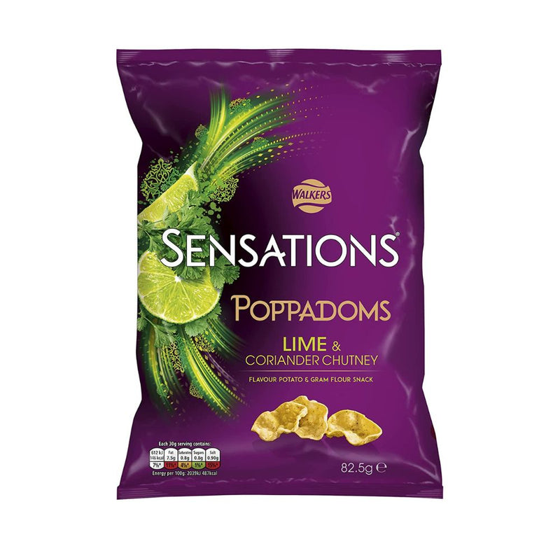 Walkers Sensation Poppadoms Lime & Coriander Chuntney 82.5g