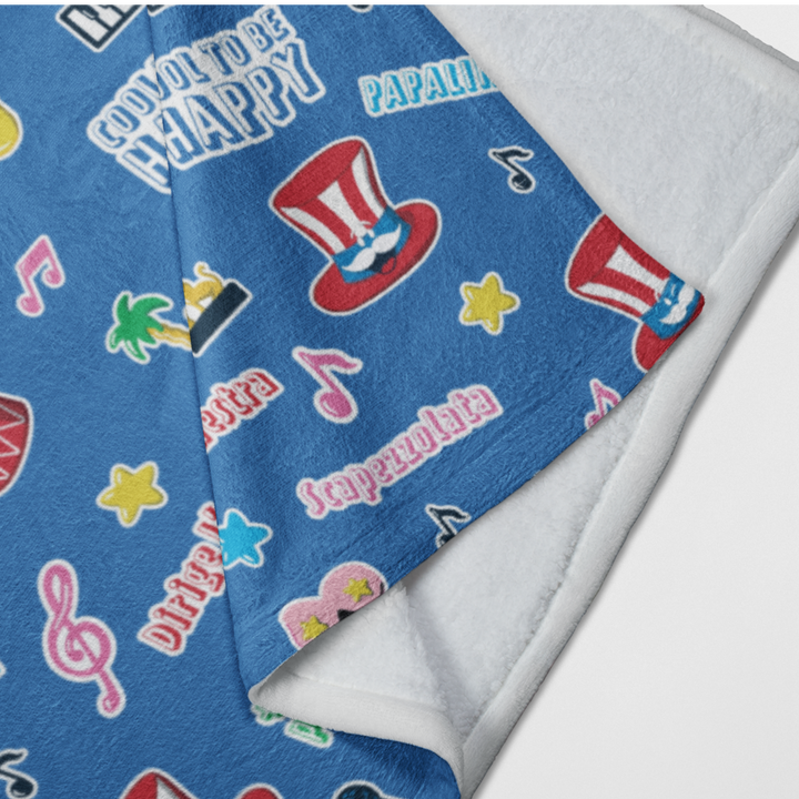 Plaid Sanremo Cool to be Happy, blaue Fleece-Decke mit Sanremo-Thema Textur 140x90cm 