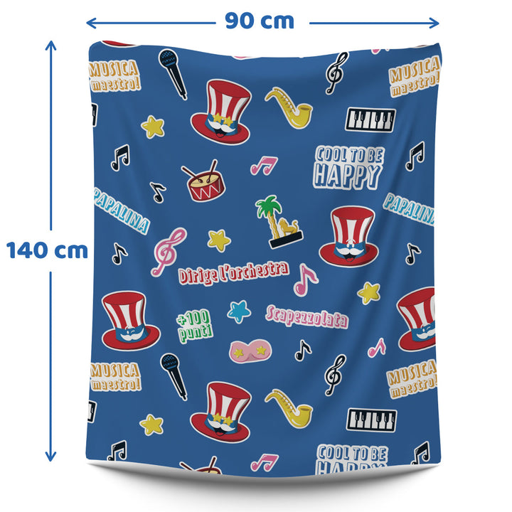 Plaid Sanremo Cool to be Happy, blaue Fleecedecke mit Sanremo-Thema-Textur 140x90cm (Geschenk) 
