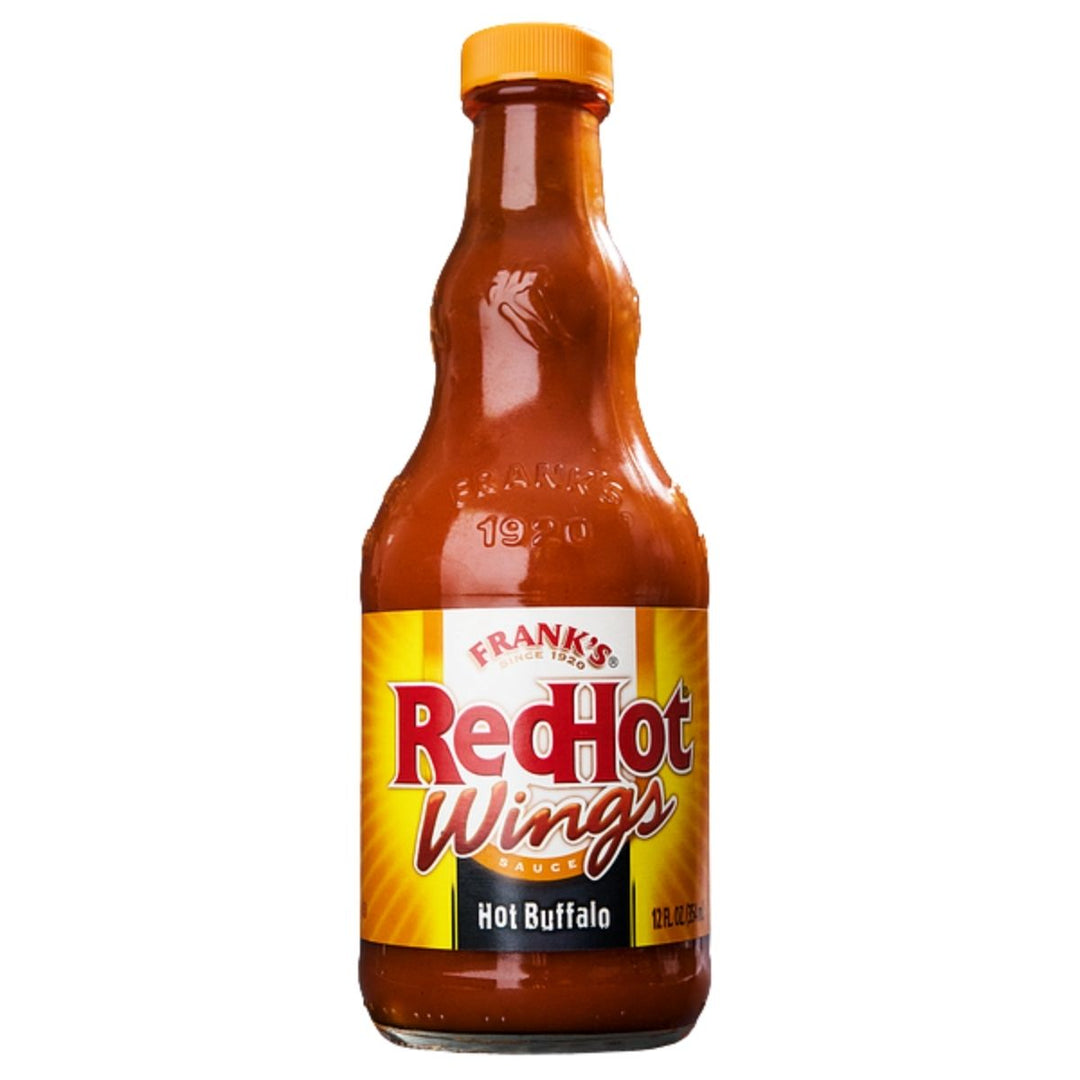 Franck's Red Hot Wings Souce Hot Buffalo, scharfe Sauce mit Hühnerflügelgeschmack in 354ml 