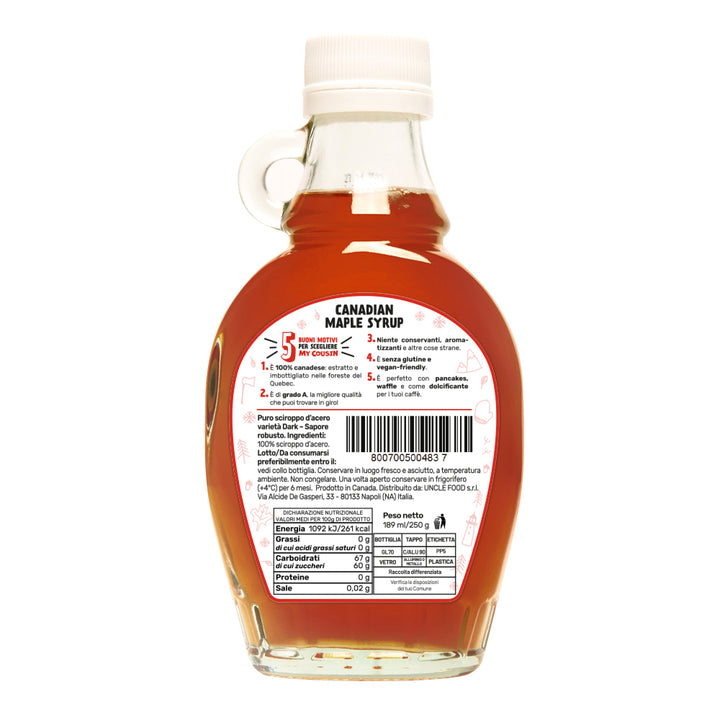 My Cousin, Ahornsirup Grad A (dunkler, robuster Geschmack) von 189ml 