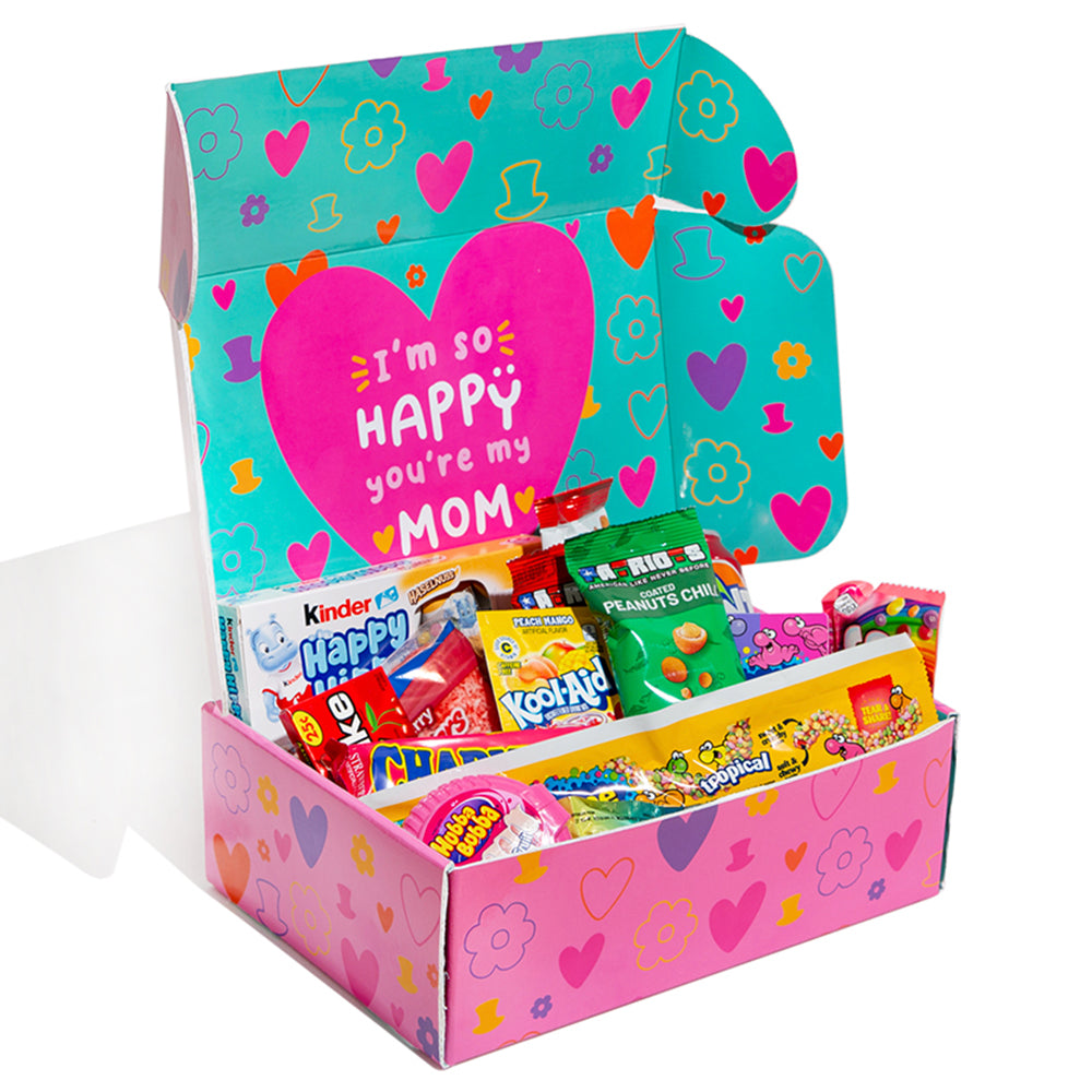 Snack Box - Super Mom Edition, Überraschungsbox mit 20 snack süßen, salzigen und Getränken 